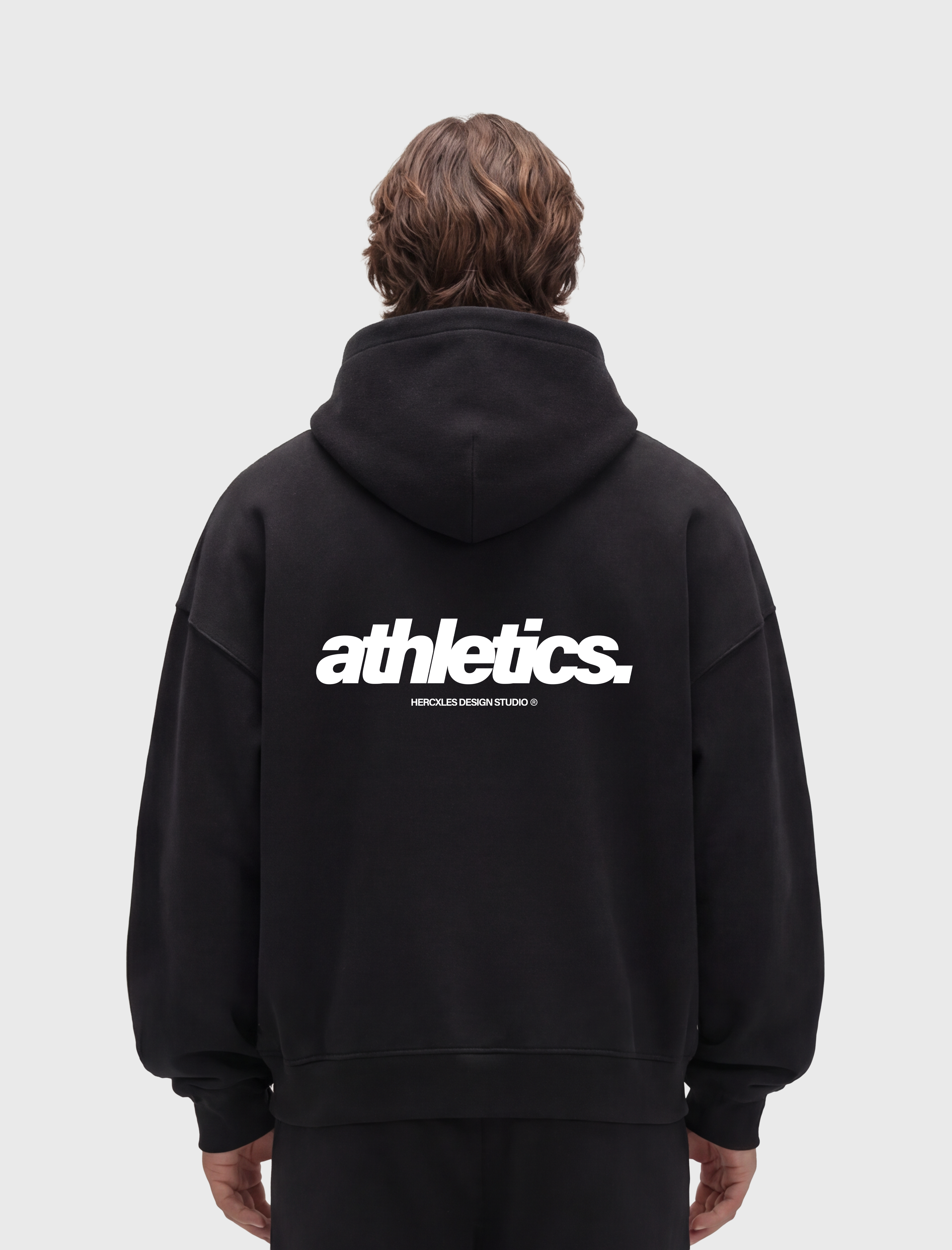 HERCXLES 2026: Athletics Zip Hoodie - Black model back